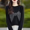 Autumn and Winter Pullover Sweater Women's Round Neck Knitted Bottoming Shirt Hot Drilling Slim Sweater
