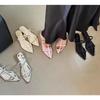 Fashion New Style Women's Shoes Narrow Band Heels Women Sandals Fashionable Pointed Toe Toe Jump Pump Stripper Party Women's Slippers
