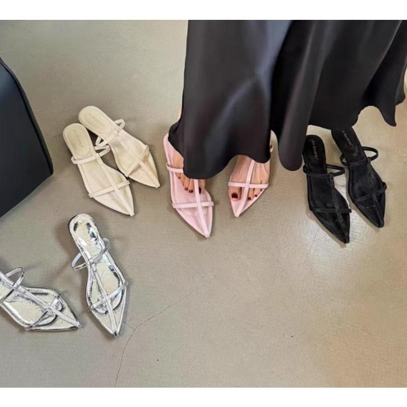 Fashion New Style Women's Shoes Narrow Band Heels Women Sandals Fashionable Pointed Toe Toe Jump Pump Stripper Party Women's Slippers