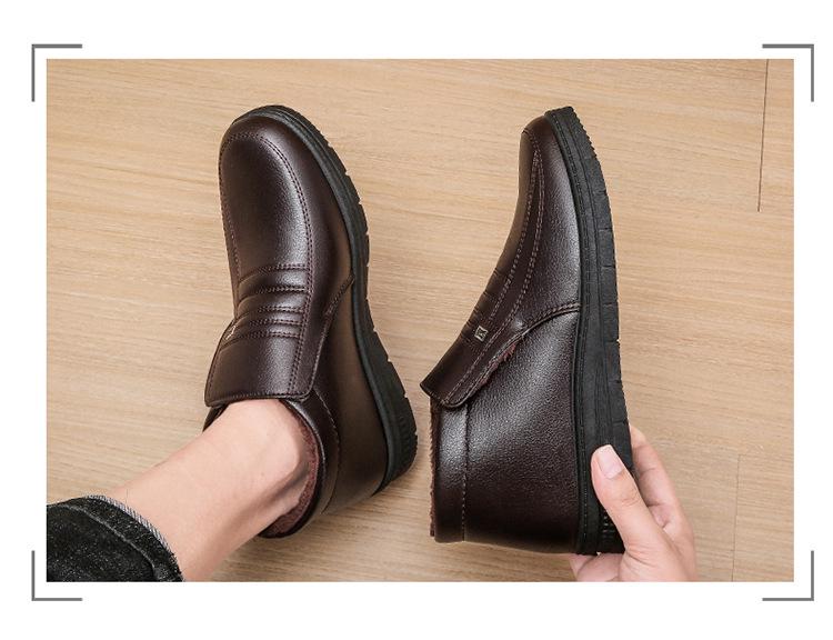 Men's Winter Non-Slip Slip-On Cotton Shoes for Middle-Aged & Elderly with Velvet Lining