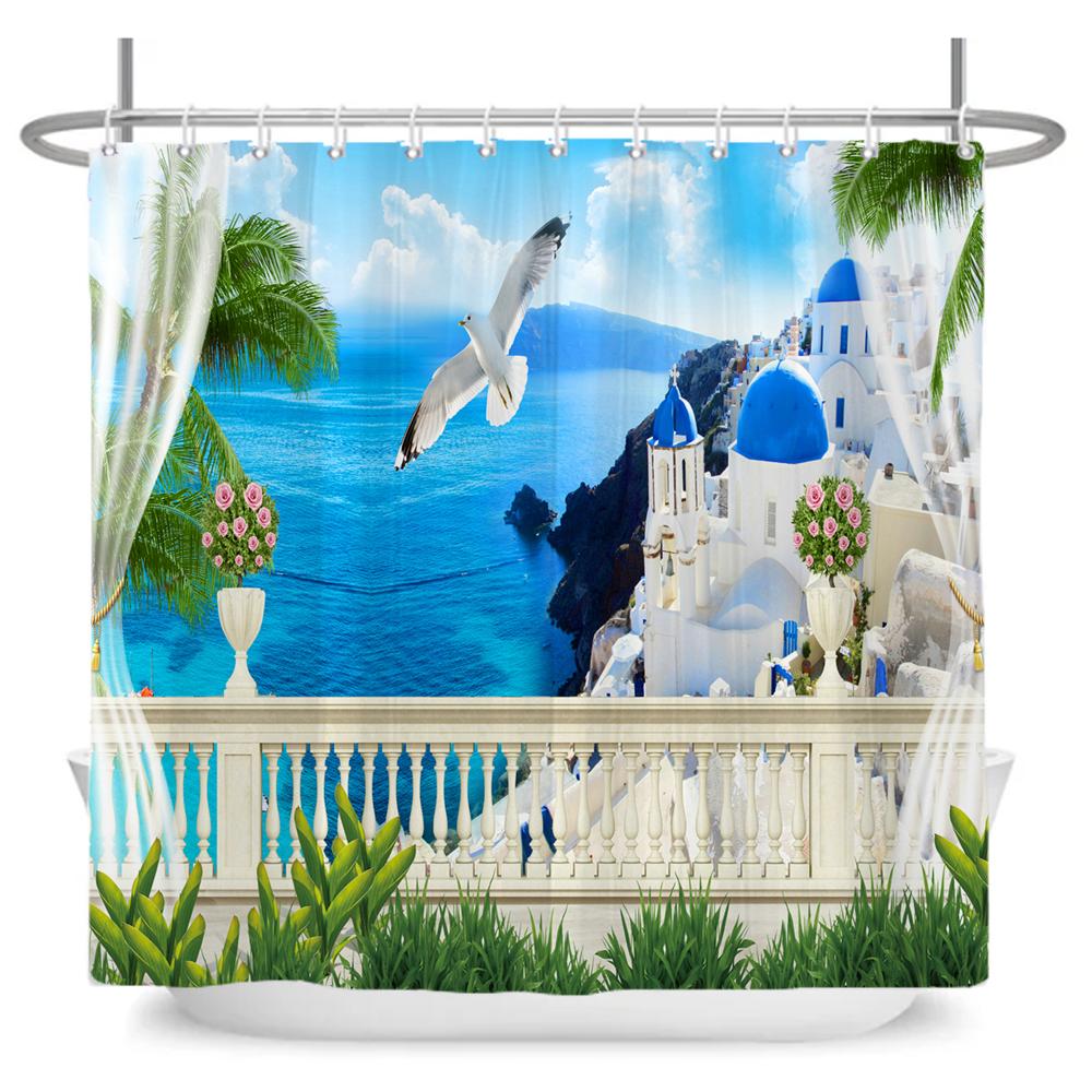 3D Forest Waterfall Landscape Bath Curtain Window Scenery Curtain Spring Nature Rainforest Shower Curtains for Bathroom Decor