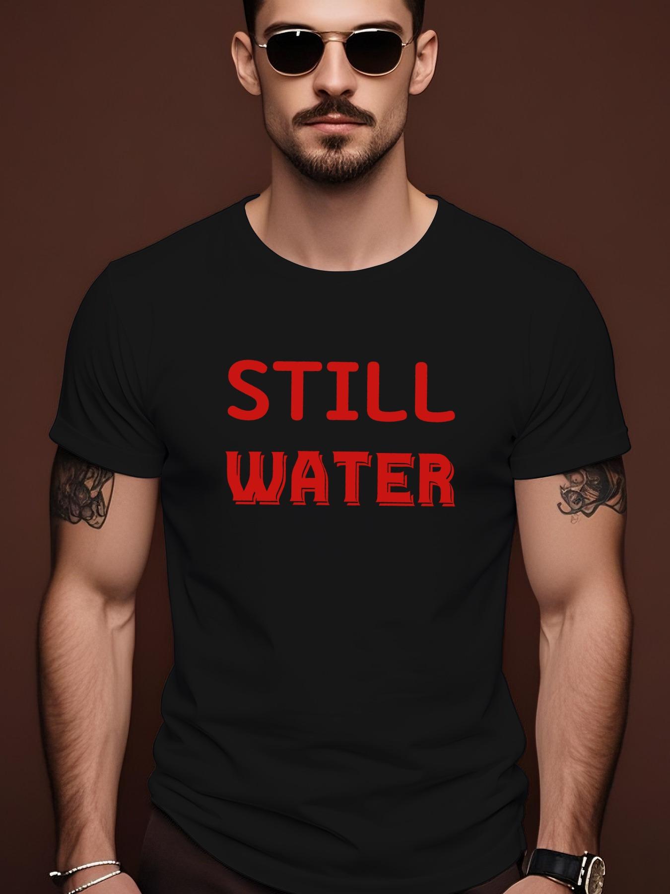 Still Water Graphic Tshirt - Casual Cotton Crew Neck XXXXL