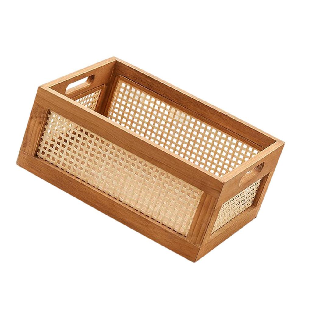 User Friendly Wooden Storage Basket Efficient and Portable Bamboos Woven Organizers for Desk Vanity or Office Supplies
