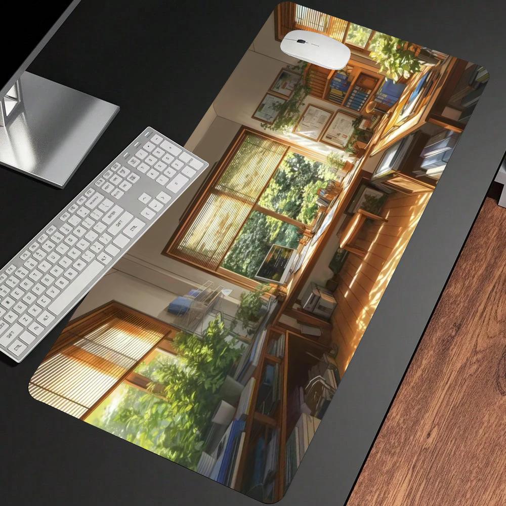 Healing cat mouse pad lying on desk HD printing computer deskpad anti-slip rubber large notebook office mousepad PC accessories