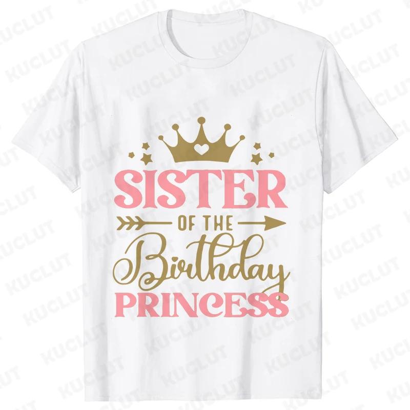 Fashion Birthday Princess Girls Party T-shirt Family Gathering Matching Sibling Tees Kids Adult Clothing Crown Graphic Y2k Tops