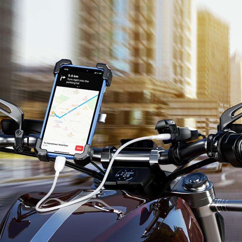 Motorcycle Type-C Port SAE To USB-C Adapter DC9-24V Fast-Charging Adapter Power Outlet for Cellphone Tablets
