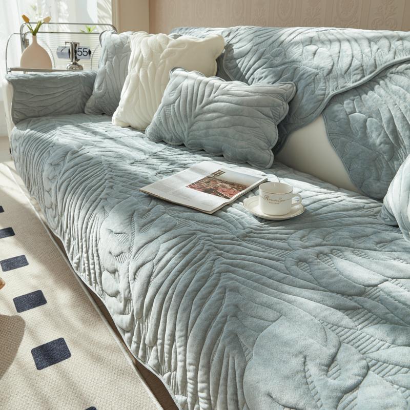 

Стеганый однотонный чехол для дивана 3-х местного Г-образного дивана, чехол для сиденья, нескользящий утолщенный бархатный мягкий кожаный чехол для дивана, кресла, теплый 70x70