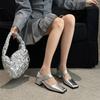 2025 spring and autumn new retro Mary Jane shoes women's shoes square head shallow mouth one pedal French thick heel single shoes