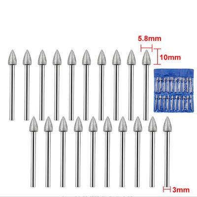 20 STÜCKE Dremel Zubehör Diamant Schleifköpfe Mini Bohrer Fräser Bit Set für Dremel Rotationswerkzeug Schleifzubehör 3mm Schaft