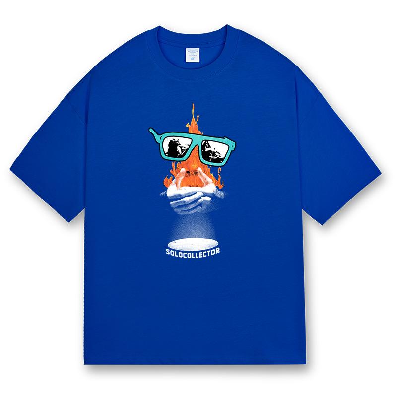 

Новая летняя хлопковая футболка, мужская модная мужская одежда с коротким рукавом, молодежная футболка больших размеров, свободная мужская футболка с круглым вырезом, модные бренды XXL синий