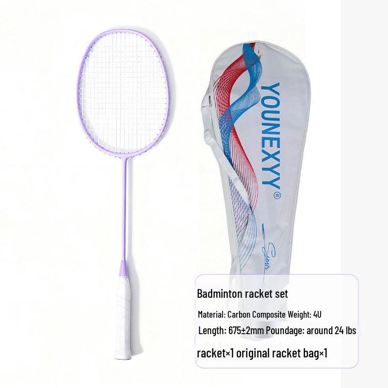 Women's Ultralight Carbon Fiber Badminton Racket Set for Beginners and Professionals - Durable Training Gear