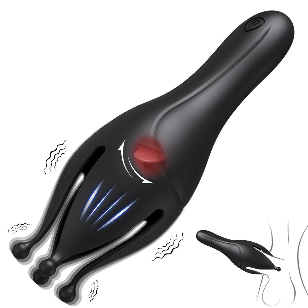 Vibrating Penis Glans Trainer Male Masturbator Tongue Licking Massager for Endurance Training Sex Toys for Men