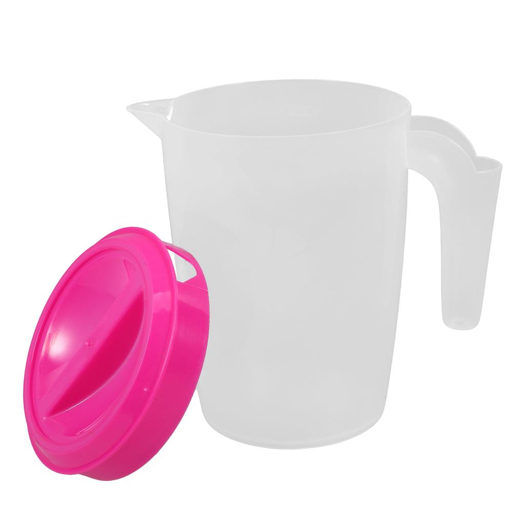 1L Genomskinlig Plastkanna för Drycker med Lock för Kylskåpsförvaring av Vatten Juice Te Lättburen Kannna för Daglig Användning och Sociala Tillställningar