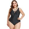 Plus Size Women's Solid Color Shirred Tummy-Control One-Piece Swimsuit