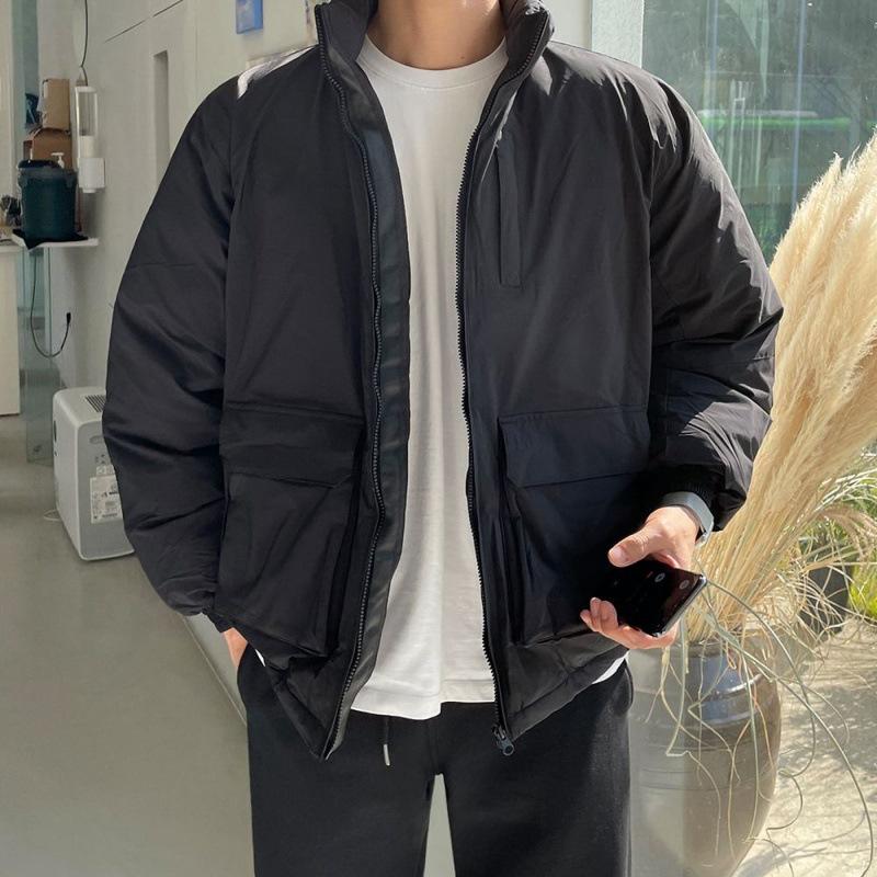 

Men s Workwear Stand Collar Cotton Coat Men s Winter Thickened Coat Korean Style Trendy Loose Workwear Bread Coat Cotton Coat 2XL