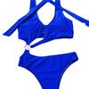 Women's Solid Color Bandage Split Bikini Swimsuit 2021