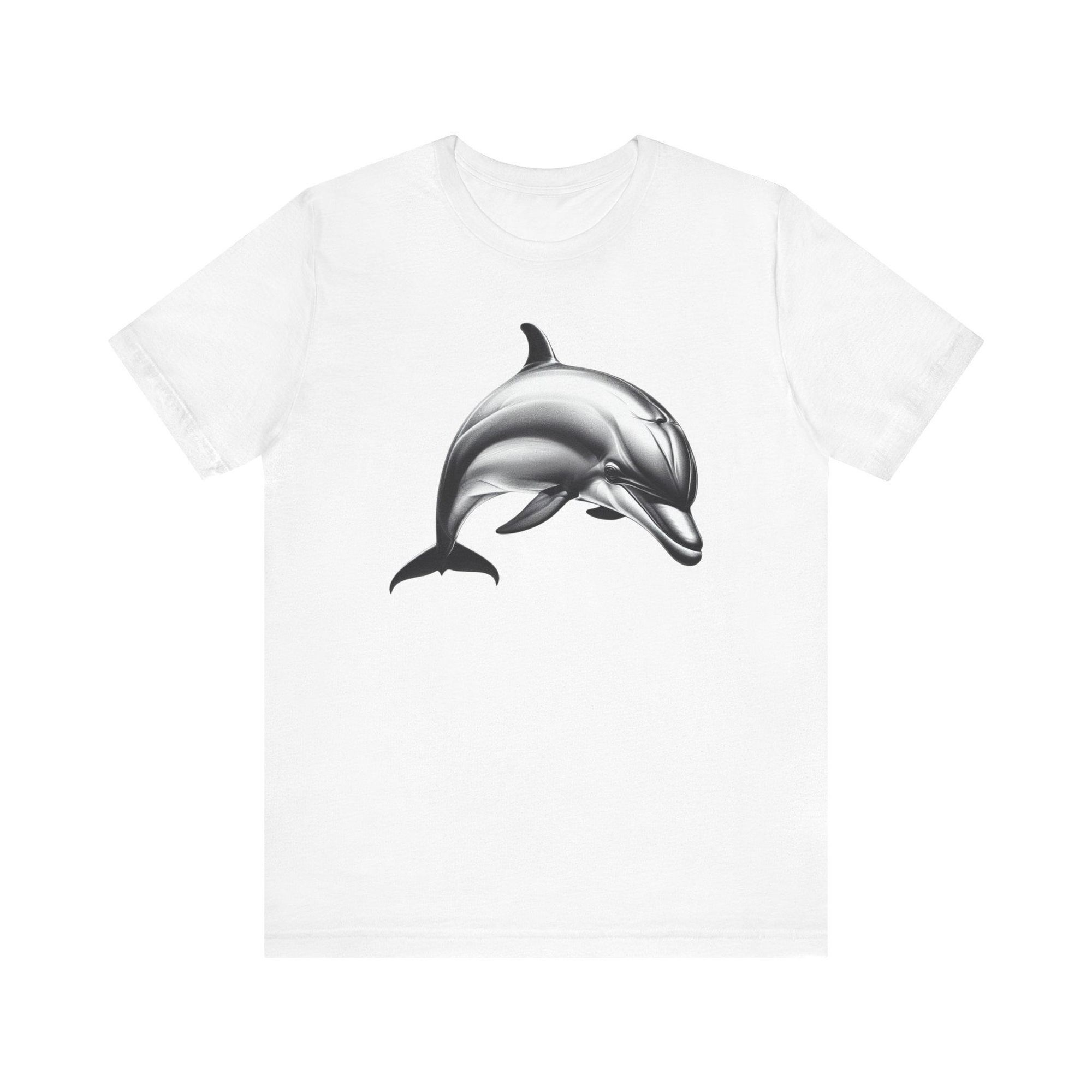 

Dolphin Pattern Printed Roundneck Shortsleeved Tshirt for Both Men and Women Y2K Style Loosefitting Top M