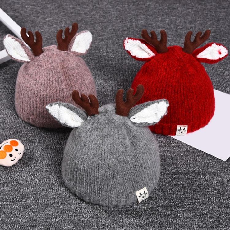 Trendy Woolen Hat Children Antlers Knitted Hat Christmas Hat Winter Halloween