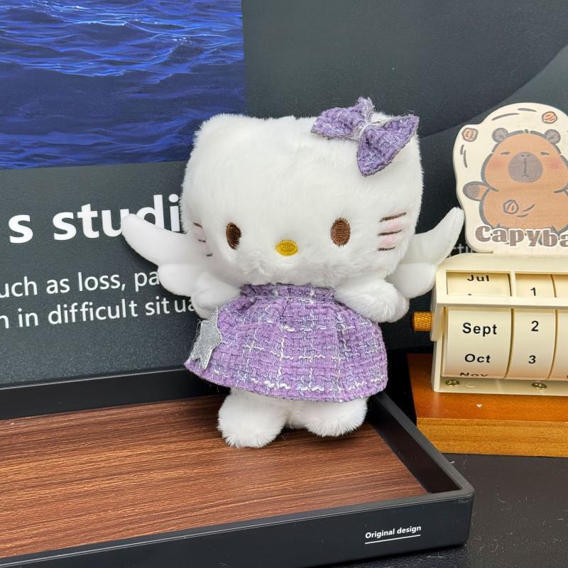 Valentine's Day Angel Cat Plush Keychain - Cute Kitty Doll Figure