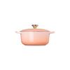 Le Creuset Signature Cocotte Ronde 20cm Cast Iron Enamel Pot, Peche, Gas, Induction, and Oven Compatible [Official Japanese Product]