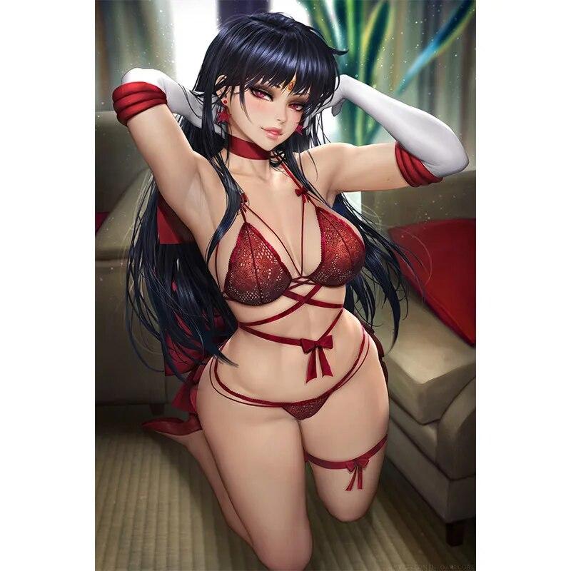Print Canvas Game Jujitsu Warrior Nude Sexy Girl Art Living Room Bedroom Hanging Picture