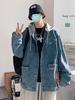 Trendy Japanese Style Hooded Denim Jacket - Youthful, Artistic, and Versatile for Spring and Autumn
