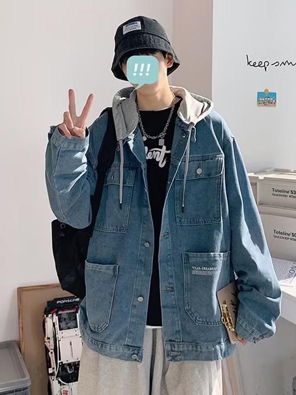 Trendy Japanese Style Hooded Denim Jacket - Youthful, Artistic, and Versatile for Spring and Autumn