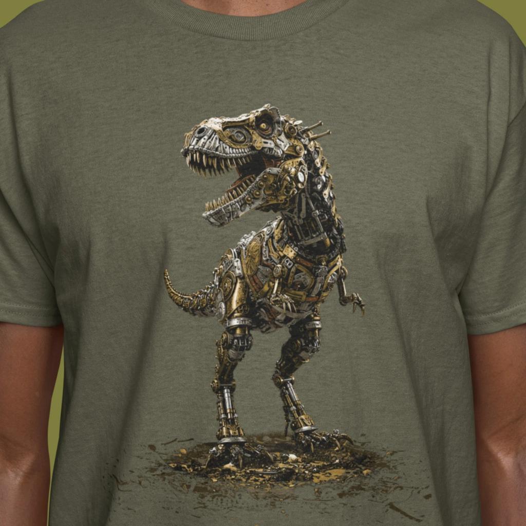 Steampunk T-rex Unisex T-shirt, Mechanical Tyrannosaurus