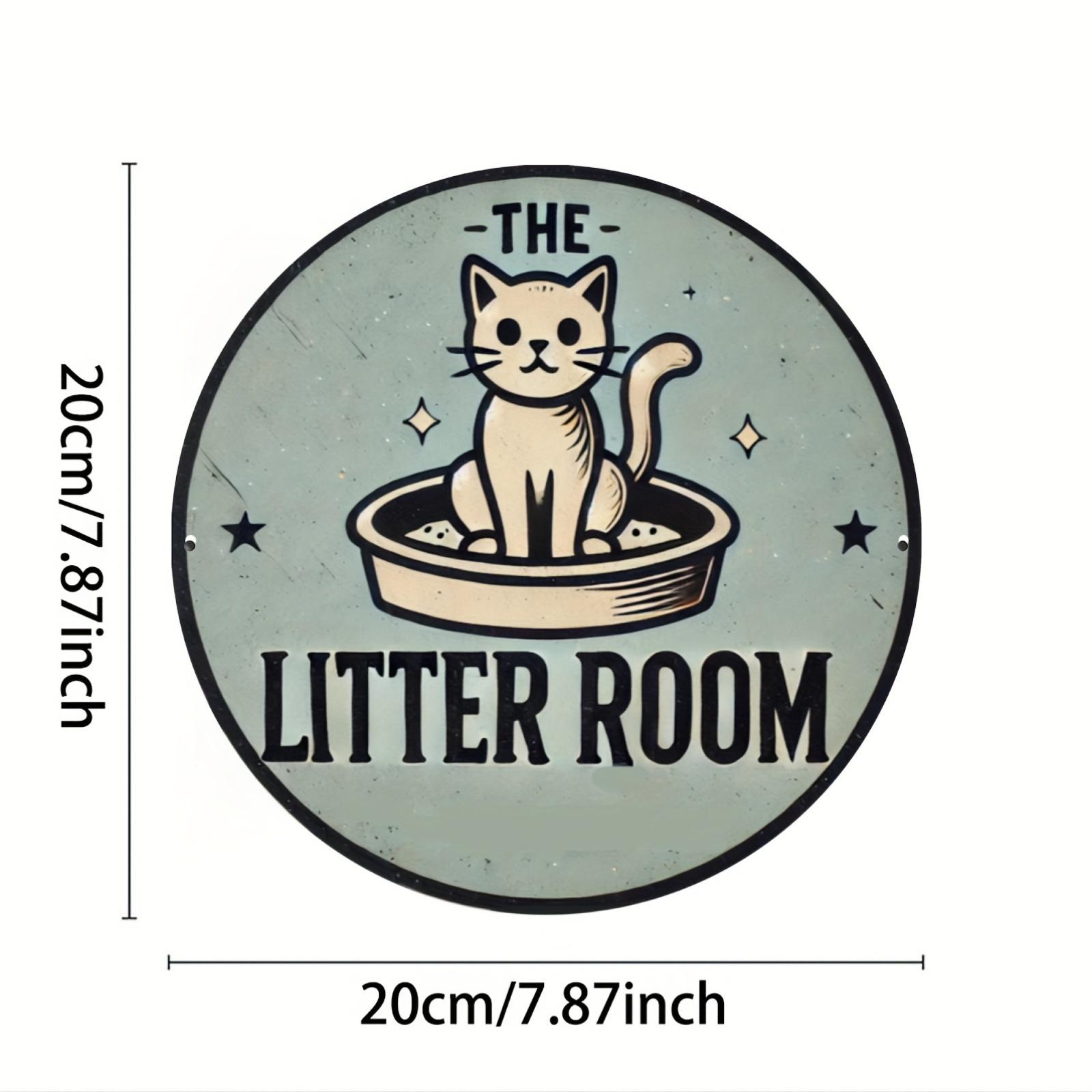 

Round Cat-Themed Aluminum Metal Sign The Litter Room - Handcrafted Foil Engraved Wall Art for Home, Dorm, Bar, Cafe, Pool, чёрный