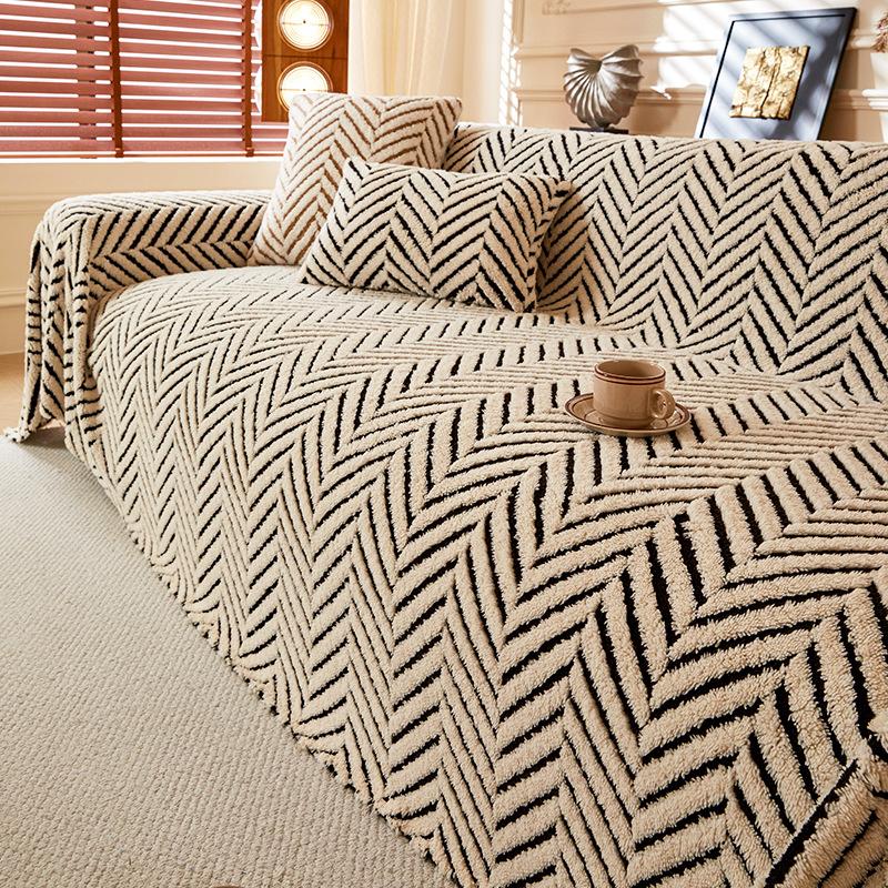 Winter Sofa Cover Cloth, Comfortable Velvet Cotton Anti-cat Scratch Full Cover, Thickened Light Luxury Wind Sofa Towel, Non-slip Sofa