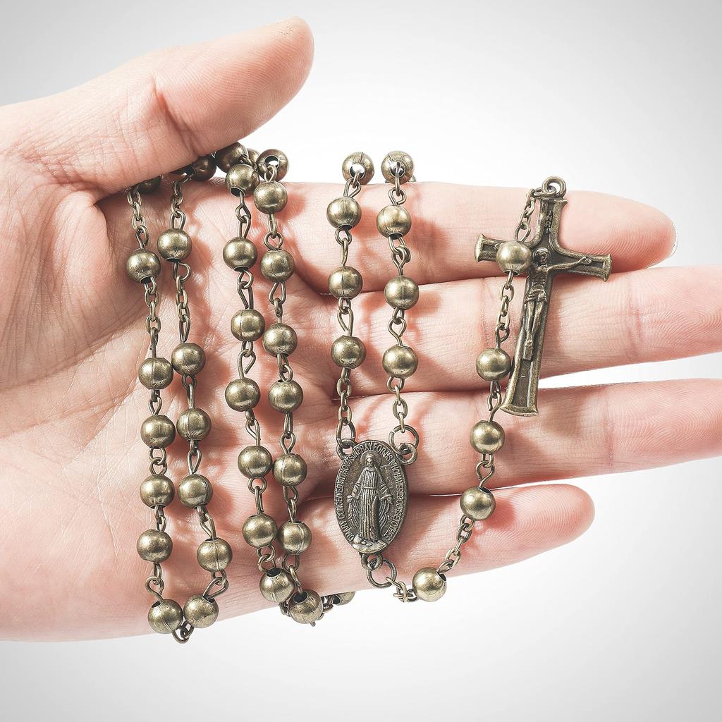 Nazareth Store Metal Bead Combat Rosary Necklace