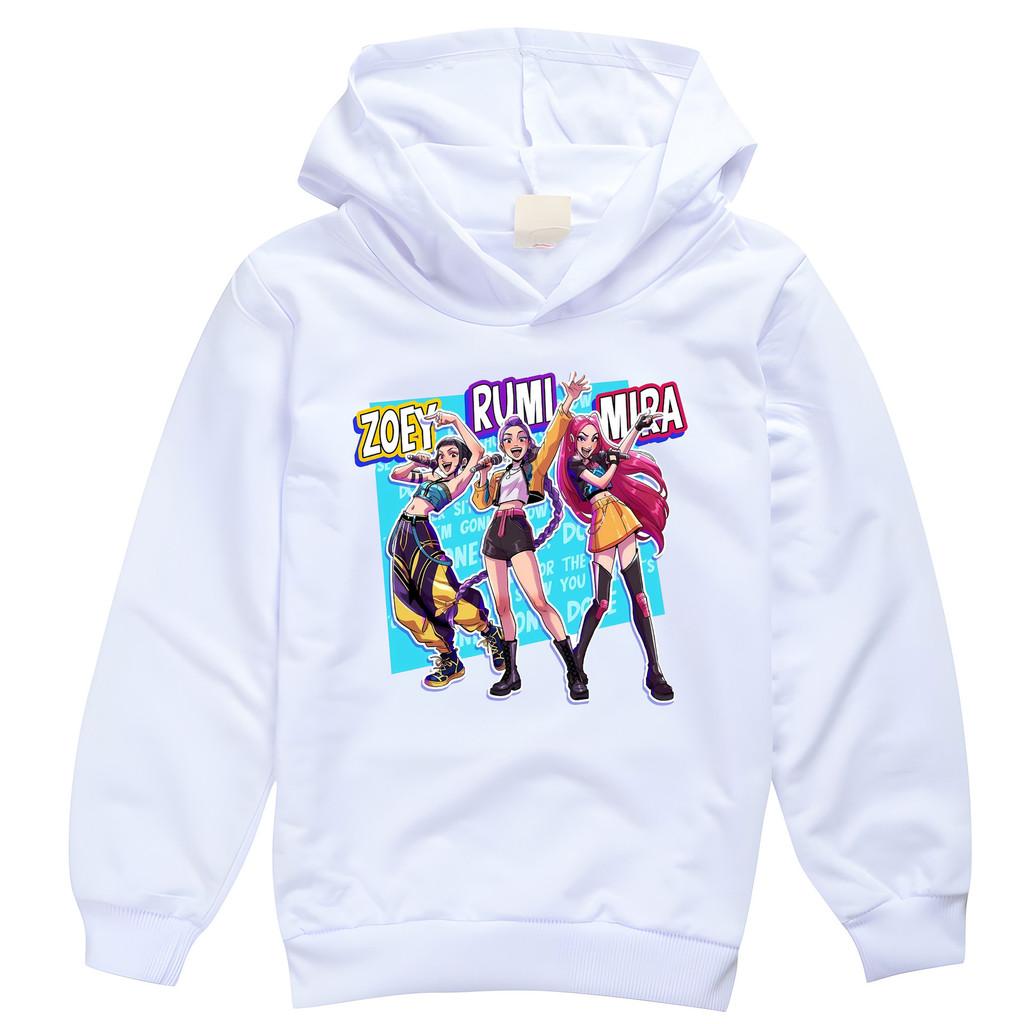 A4038 Kids Girls Rumi Zoey Mira Printed Cartoon Long Sleeves Hoodie Outerwear 100cm белый