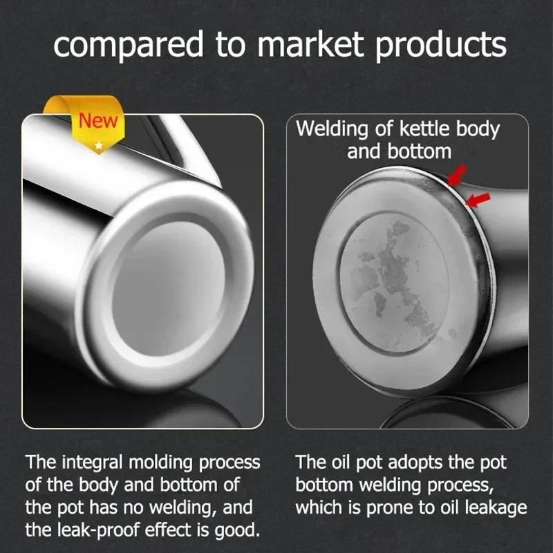 Stainless Steel Oil Pot Vinegar Juice Dispenser Drip-Proof Dust-Proof Oil Storage Container To Store Kitchen Tool Seasoning Pot