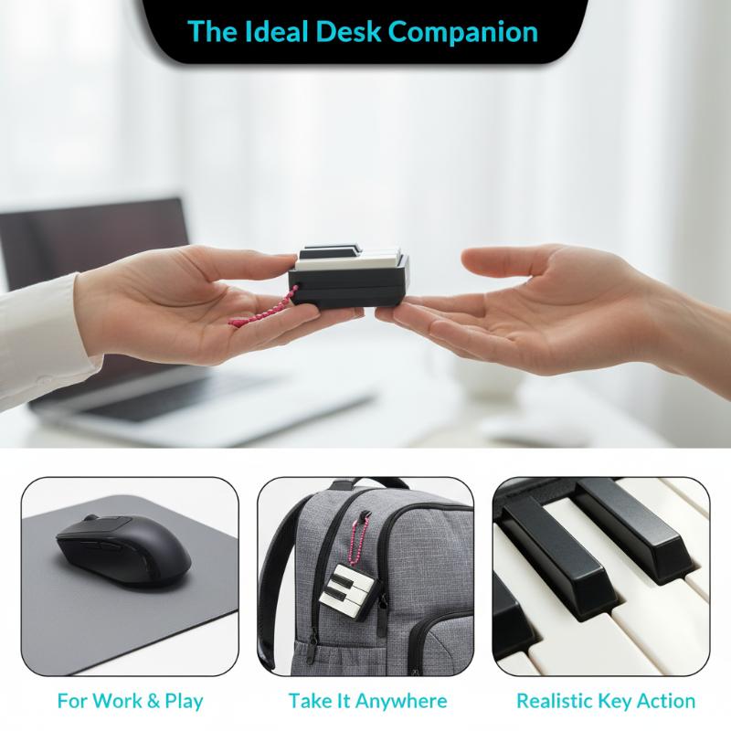 Fun Creative Mini Piano Key Fidget Toy 3D Printed Tactile Click Design Relax Fidget Stress Relief Pendant For Office Daily Carry
