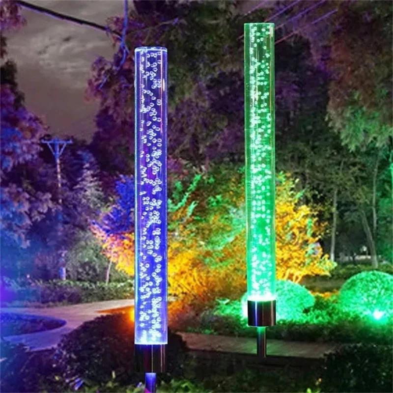 10pcs Solar Garden Lights Outdoor Solar Tube Lights Solar Acrylic Bubble Light Waterproof RGB Color Changing LED Solar Lights