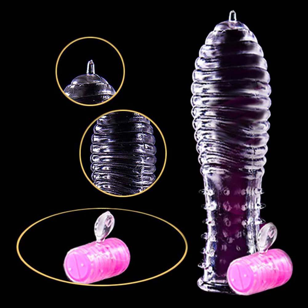 Vibrator Penis Lock Condom Ring Thread Sleeve Dotted Sex Toy