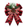 Christmas Burlap Plaid Bow with Pine Cones Pine Needles Large Buffalo Plaid Bow Xmas Wreath Checkered Bow for Holiday Crafts Home Party Tree Decor