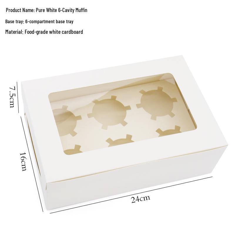 Kraft Paper Cupcake Box with Transparent Window for Mousse, Pudding, Muffins, and Egg Tarts