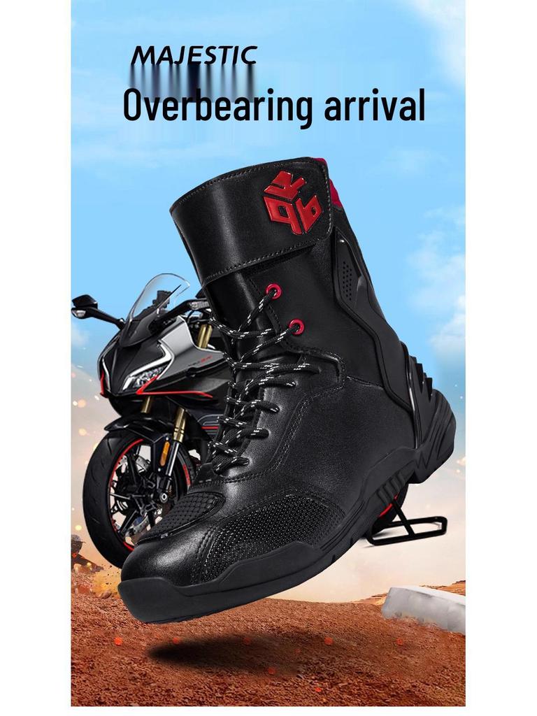Comfortable, Wear-Resistant Motorcycle Riding Boots with Track-Level Protection