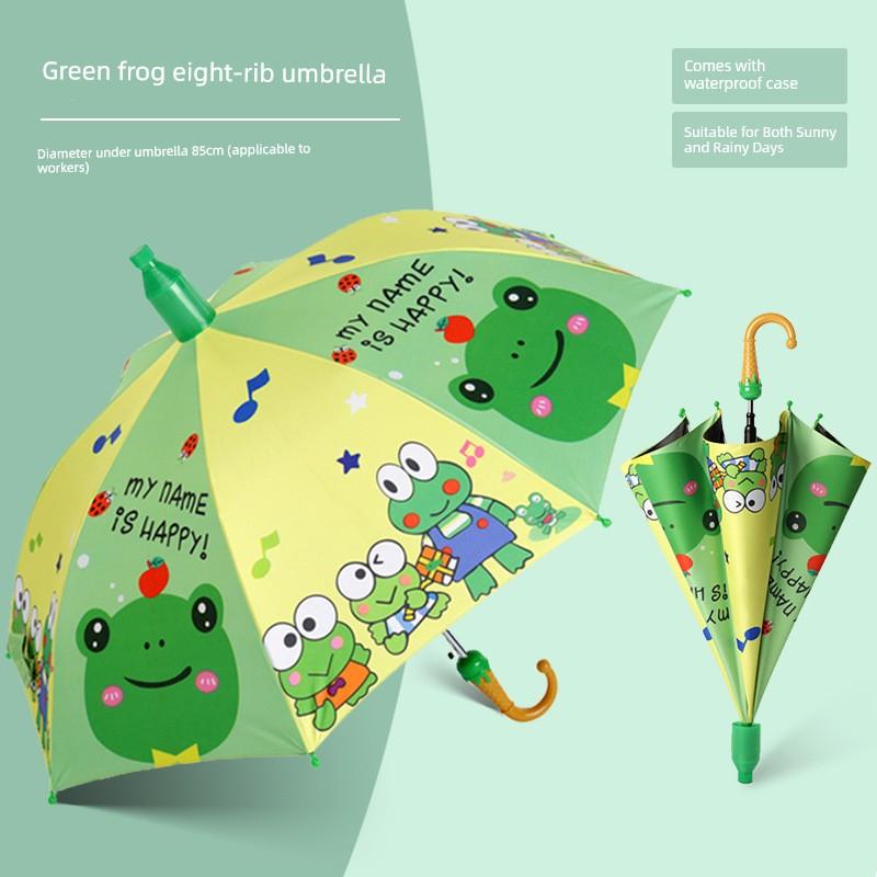 Children's Umbrella for Boys and Girls, Kindergarten and Primary School Students, Cartoon Black Plastic Sun Protection, Dual-Use for Sun and Rain