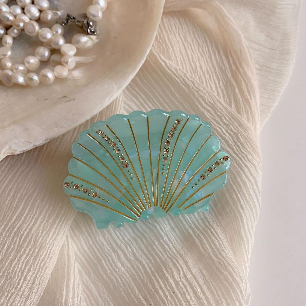 Non-slip Shell Shark Clip Jewelry Rhinestone Crab Clip Fashion Acetate Shell Hair Claw  Ladies