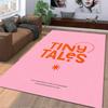 Tiny Tales Children Story Books Logo Poster Pink Orange Typography Brand Art detailed floor mat rug for kids room nursery office decor