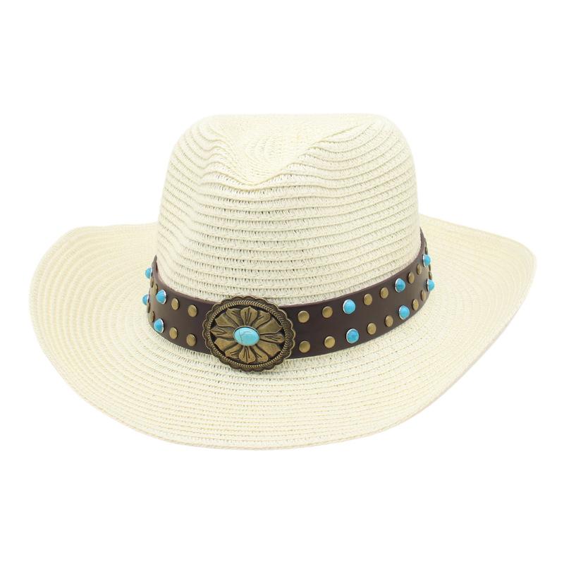 Color summer sunscreen straw hat jazz hat European and American western new fashion outdoor sunshade sunscreen denim