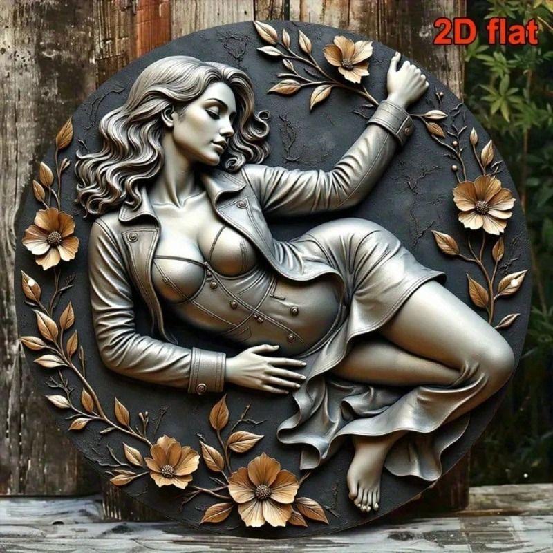 

Metal Wall Art Vintage Floral Poster Gold Decor for Living Room