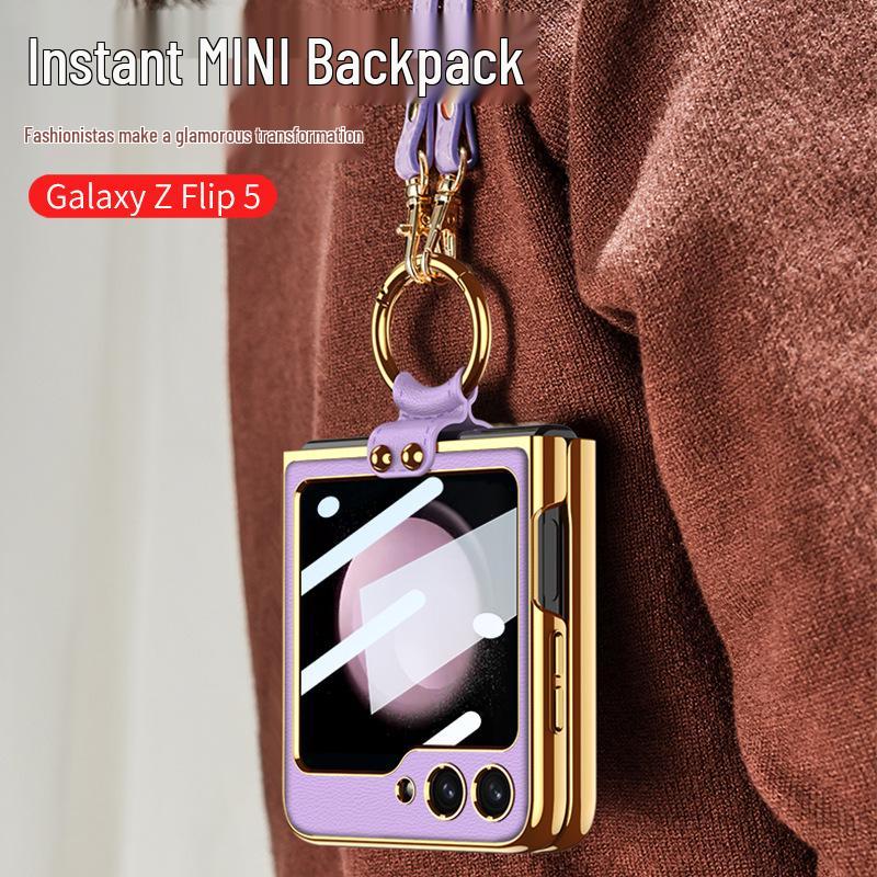 Crossbody Samsung Z Flip 5 Phone Case with Adjustable Lanyard and Strap, Hard Shell