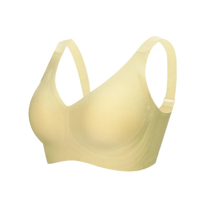 

Бюстгальтер больших размеров для женщин Бесшовный бюстгальтер без косточек с поддержкой груди M-4XL 4XL жёлтый