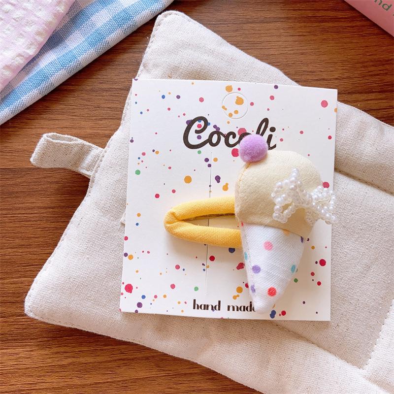 New Korean Kids Spring Summer Handmade Plaid Ice Cream Pearl Hair Ties & Cute Bow Barrettes Girls Sweet Stylish Hair Accessories