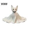 Odorless PLA Filament Decoration 3D Printed Cat Ghost Statues, Halloween Haunted Kitten Figurines with Hollow Eyes Detailed Carving Decor