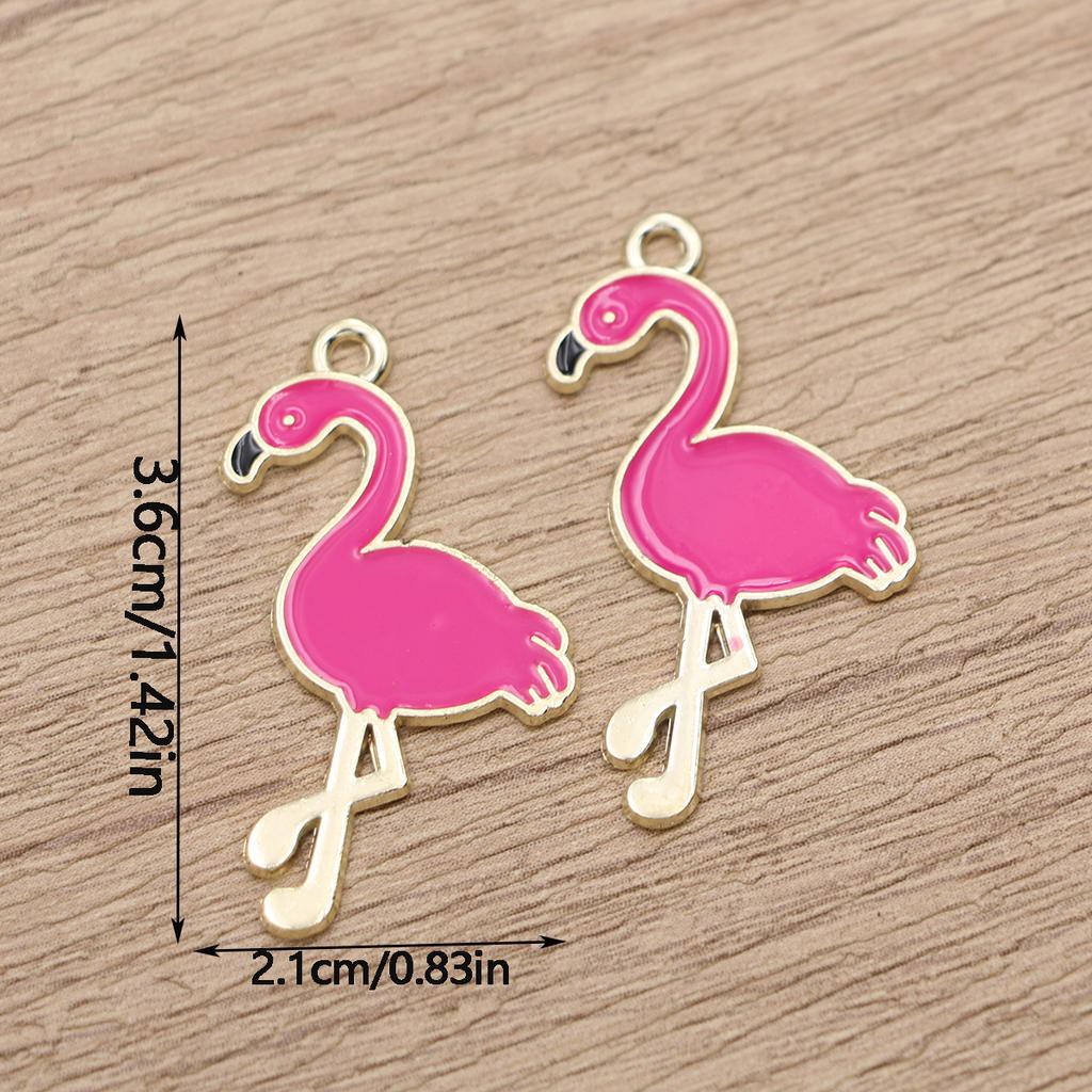 15Pcs Golden Color Flamingo Charms For Jewelry Making Diy Necklace Bracelet Earrings Key Chain Accessories Valentine'S Day Gift