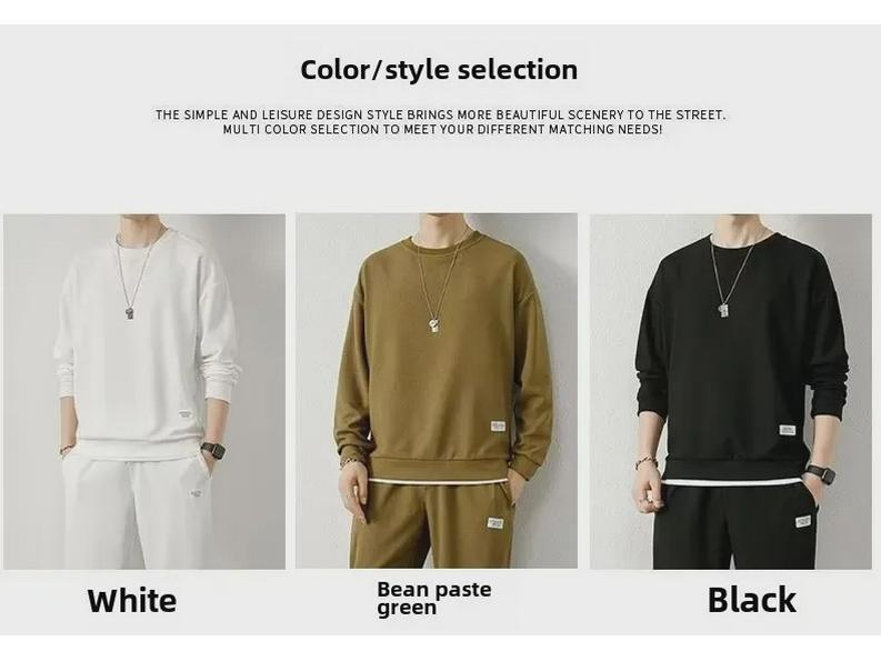Men's Two-Piece Waffle Sweatshirt and Sweatpants Set - Available In Various Colors